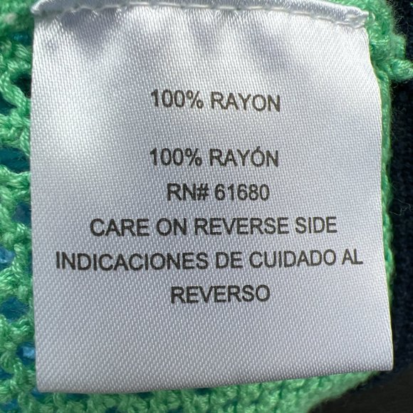 525 America Long Sleeve Rayon Striped Knit Sweater Blue & Green/Black Size XL - Picture 7 of 9